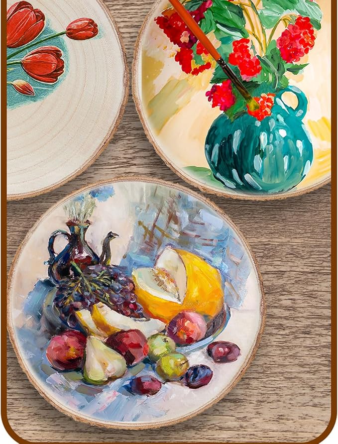 Set of (10) 9-10 Inches Wood Slices, Wood Centerpieces for Tables, Wood Slices for Centerpieces, Unfinished Wood Rounds for Rustic Wedding, Baby Shower, Party, Natural Paulownia Slabs