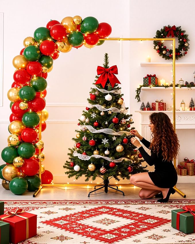 Pureegg Square Backdrop Stand - 6.6FT Gold Balloon Arch Stand with Adjustable Leveling Feet, Easy-to-Assemble Metal Wedding Arch for Wedding Decor, Parties