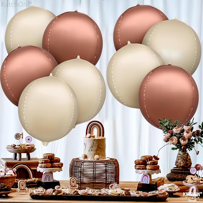 KatchOn, Brown and Cream Balloons Set - 22 Inch, Pack of 12 | Bobo Balloon Brown for Brown Birthday Decorations | Brown Foil Balloons, Boho Decorations for Party | Boho Party Decorations