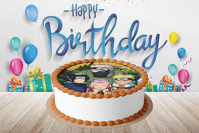 7.5 Inch Edible Cake Toppers – Anime Ninja Inspired Birthday Party Collection of Edible Cake Decorations