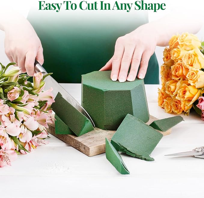 Noe & Malu Floral Foam Blocks – 8 Pack Large Green Flower Foam Bricks (9” x 4” x 3”) for Fresh & Artificial Flowers, Wet or Dry Floral Arrangement Supplies for Florists & DIY Crafts