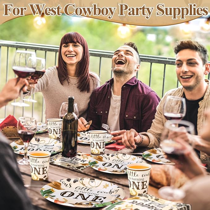 Pickmesh 250 Pcs My First Rodeo Party Decorations Wild West Cowboy Disposable Tableware Set My First Rodeo Paper Plates Napkins Cups for 1st Birthday Western Cowboy Themed Party Decorations Serve 50