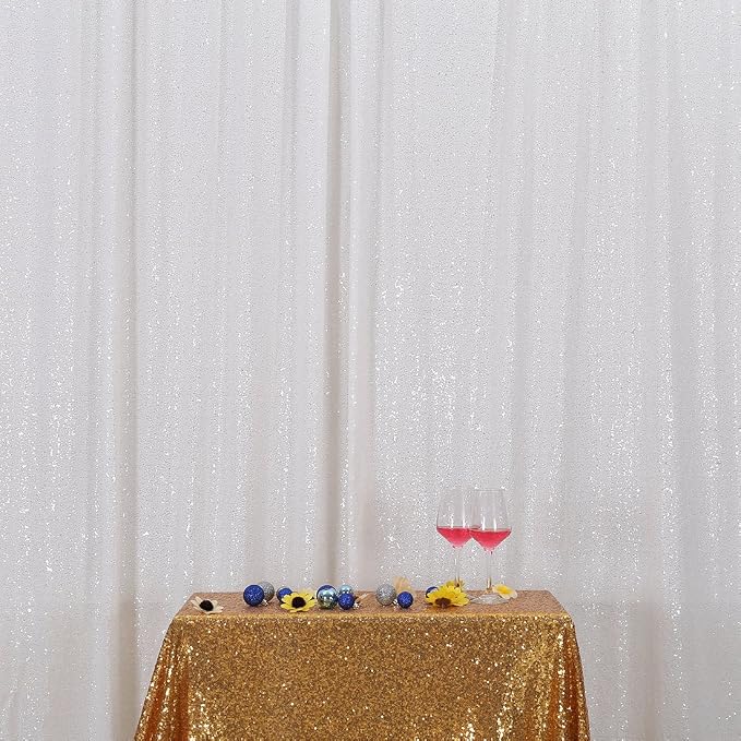 Poise3EHome White Sequin Backdrop, 10Ft x 10Ft Glitter Photography Background Curtains, Sequence Drapes for Party Baby Shower Wedding Birthday Christmas Thanksgiving Halloween Decoration