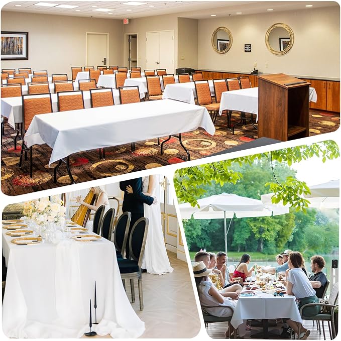 12 Pack White Table Cloth 60x126 Inch Rectangle Tablecloths for 8 Foot Rectangle Tables, Wrinkle Resistant Washable Polyester Fabric Rectangular Table Cover for Dining Banquet Wedding Party