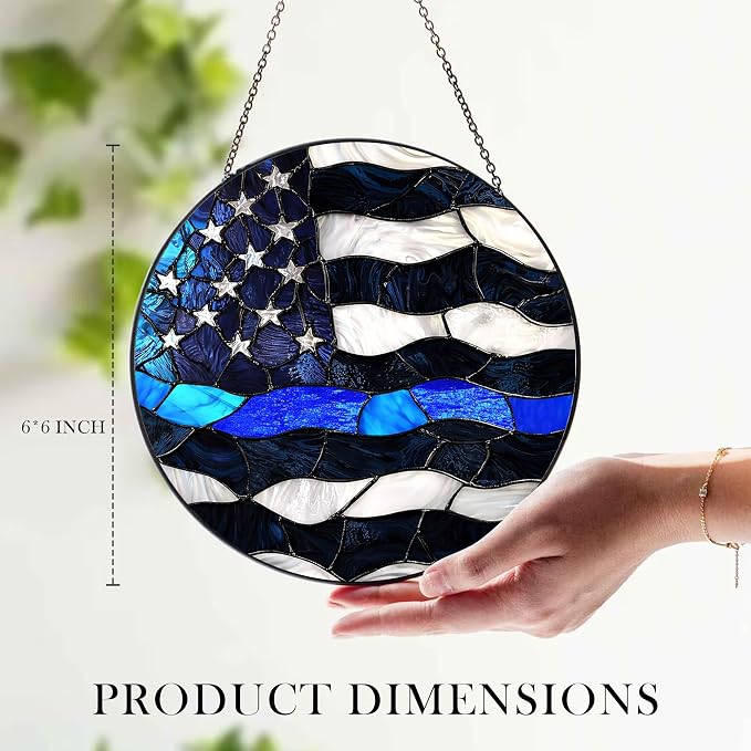 Police Officer Stained Glass Suncatcher 6x6'', Police Graduation, Academy Graduate Gifts, Gifts for Men