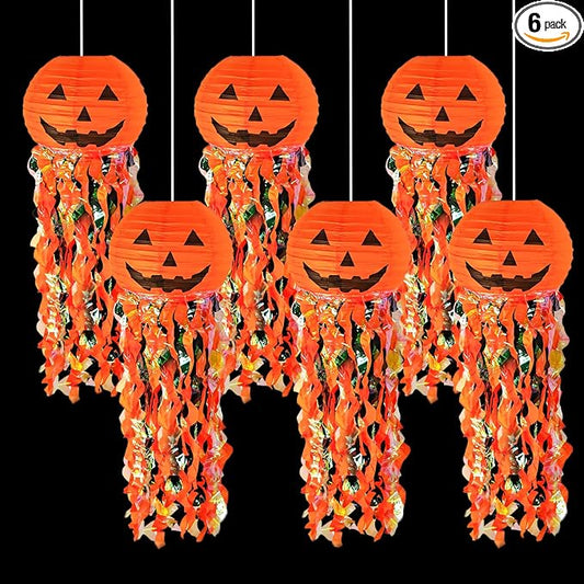 Pumpkin Paper Lanterns, 6 pcs Halloween Party Decorations - Halloween Paper Lanterns - for Outdoor Indoor Halloween Decorations ，Halloween Party Supplies Props
