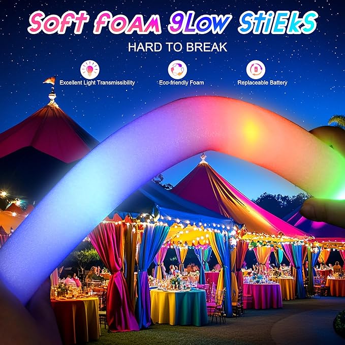 36 Pcs LED Foam Glow Sticks Bulk,Glow in The Dark Party Supplies，Foam Light Up Sticks 3 Modes of Color Flashing for Birthday,Wedding,Raves,Carnival,Halloween Christmas,New Year,Concert