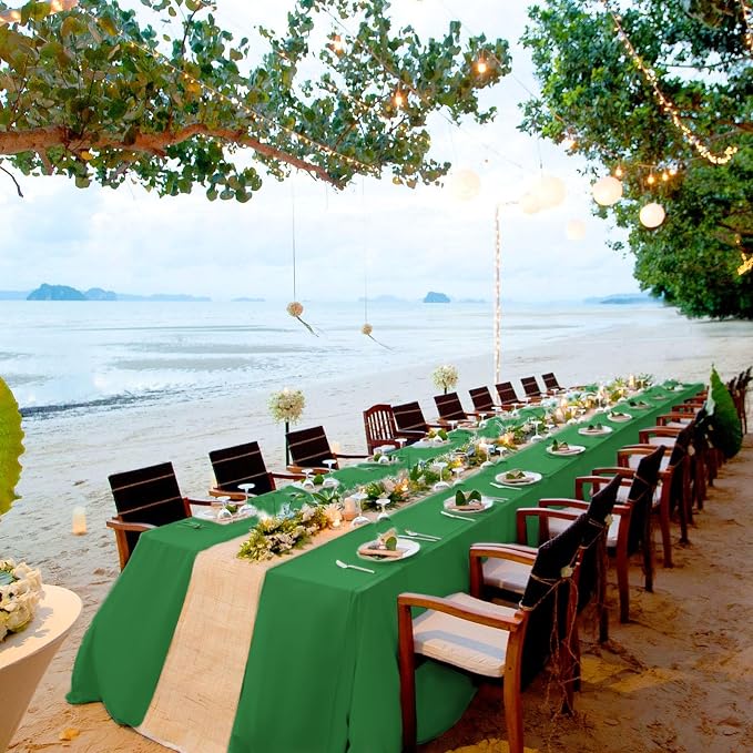 10 Pack Green Tablecloth 60 x 126 Inch Green Table Cloth for 8 Foot Rectangle Tables Washable Polyester Fabric Table Cloth Rectangle for Parties Wedding Banquet