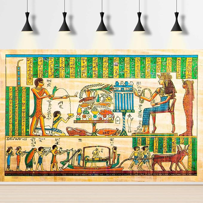 Old Egyptian Papyrus Backdrop Ancient Egyptian Mural Antique Hieroglyphs Photography Background Egypt History Painting Religion Culture Backdrops Portrait Photo Booth Studio Props Vinyl 10x6.5ft