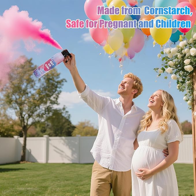 2 Pack Pink Gender Reveal Smoke Bombs, Fun Party Supplies for Baby Girl Shower Gender Reveal Spray Celebration, Decorations, Ideas