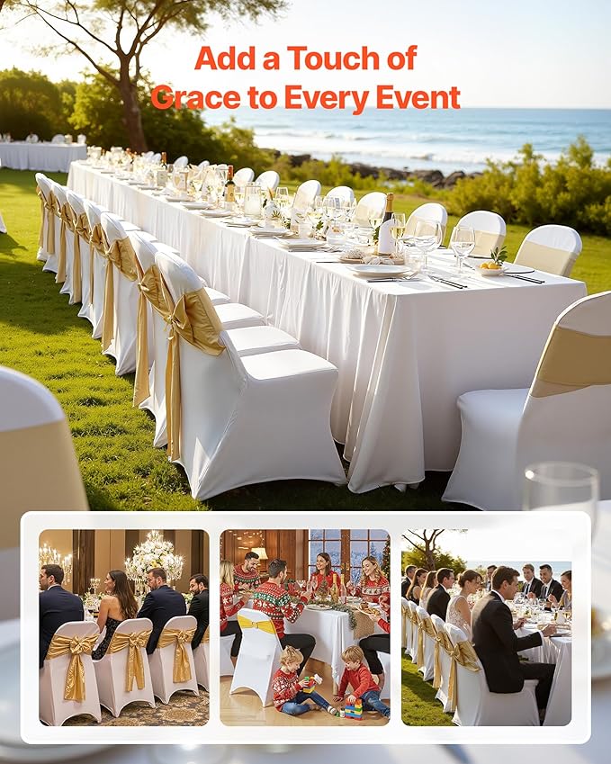 VEVOR Chair Covers, Polyester Spandex Chair Cover, Stretch Slipcovers for Wedding Party Dining Banquet Flat-Front Chair Covers (White-c, 32PCS)