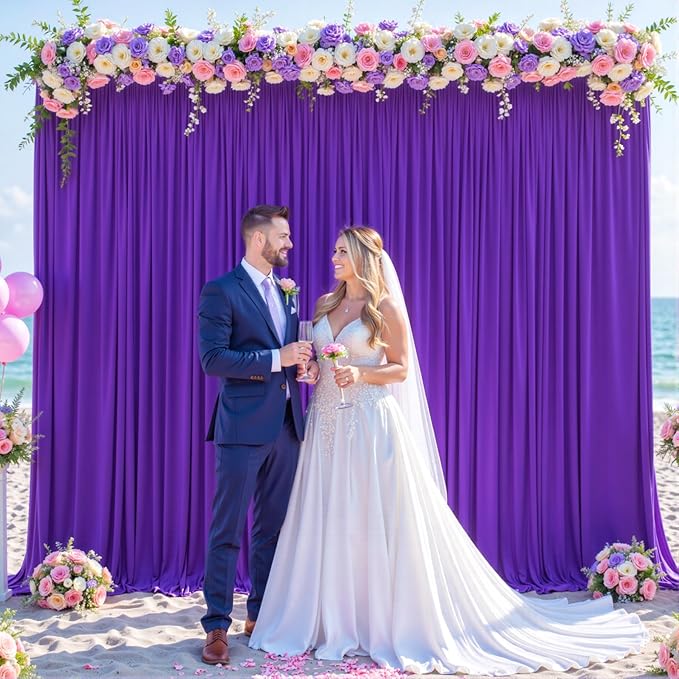 6 Panels Purple Backdrop Curtain for Parties Wedding Wrinkle Free Purple Photo Curtains Backdrop Drapes Fabric Decoration for Birthday Party Photography 30ft(W) x 10ft(H)