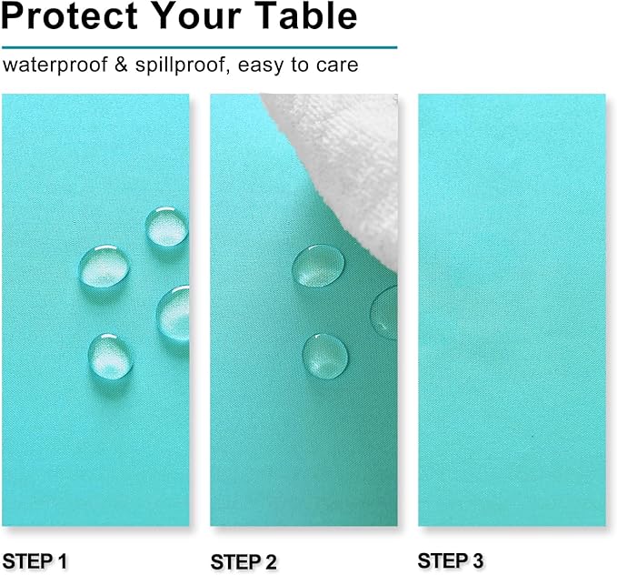 Hiasan Solid Rectangle Tablecloth Aqua - Waterproof Washable Oblong Fabric Table Cloth for Dining Room Kitchen and Outdoor Use, 54 x 80 Inch