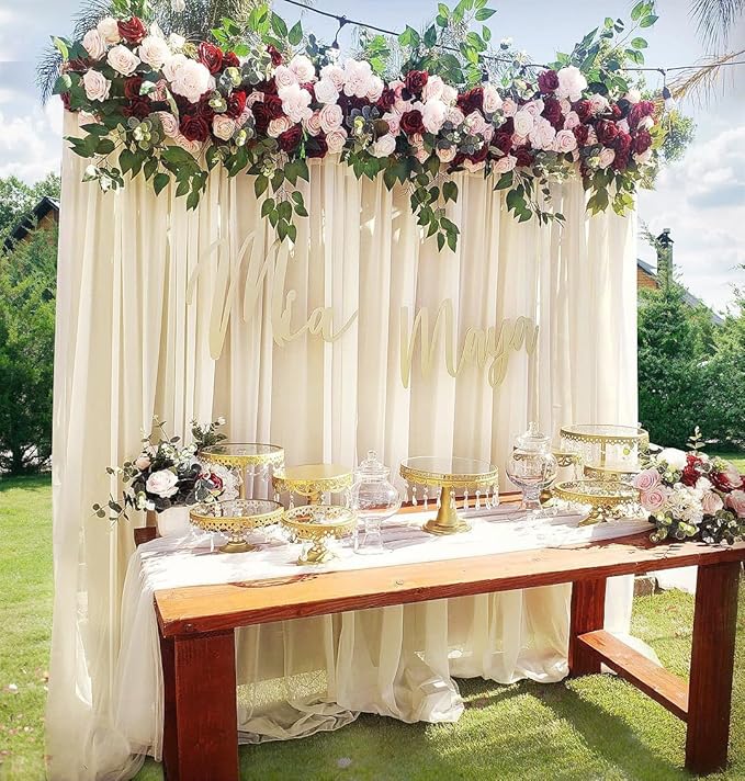 Ivory Chiffon Backdrop Wedding Decoration Party Stage Decorative Backdrop Background Curtain 10ftx8ft