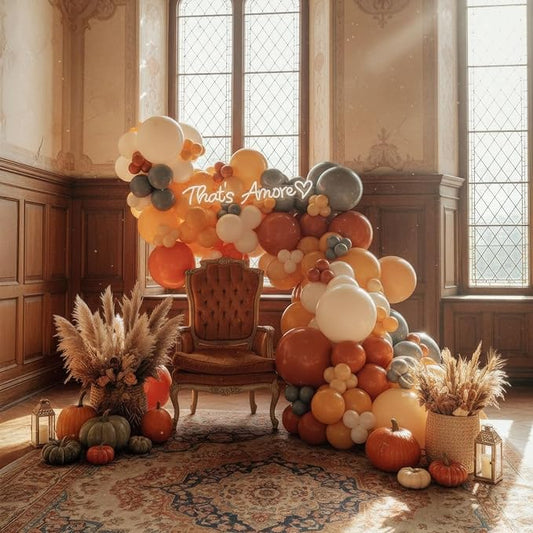 Neutral burnt orange balloon arch kit 130pcs with double stuffed Terracotta orange cream peach gray Balloons for fall Baby Shower fall Birthday Boho Wedding bride to be decorations