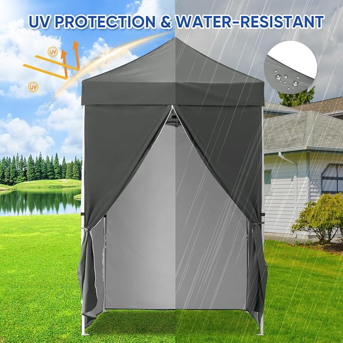 COOS BAY 5x5 Pop Up Canopy Tent with Side Walls, Easy Setup Portable Sun Shelter with Carry Bag, Outdoor Shade for Beach, Camping, Sports & Backyard, Gray