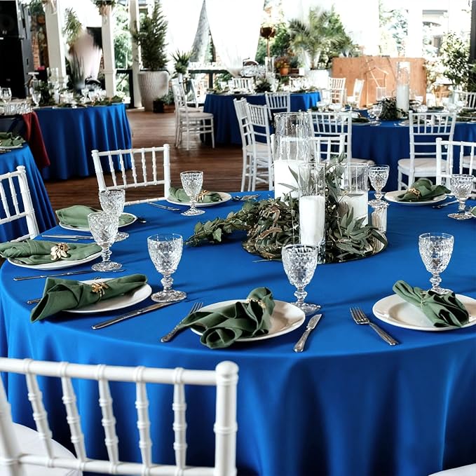 8 Pack Round Tablecloth 90 Inch Royal Blue Tablecloth for Round Tables, Washable Polyester Table Cloth Stain and Wrinkle Resistant Decorative Table Cover for Wedding Party Dining Banquet