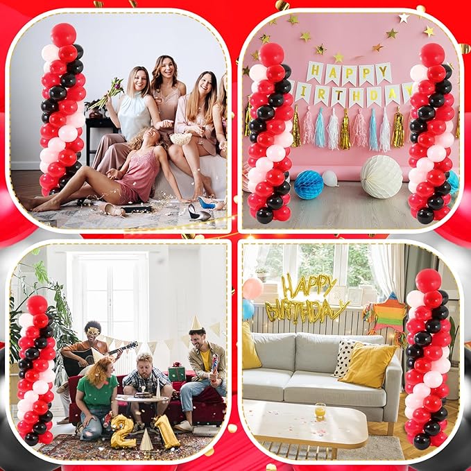 Balloon Column Stand with 102 Balloons, Balloon Column Kit Set of 2, Metal Balloon Tower Stand with Base for Floor, Height Adjustable from 1.57 to 7 Ft, For Party Decorations