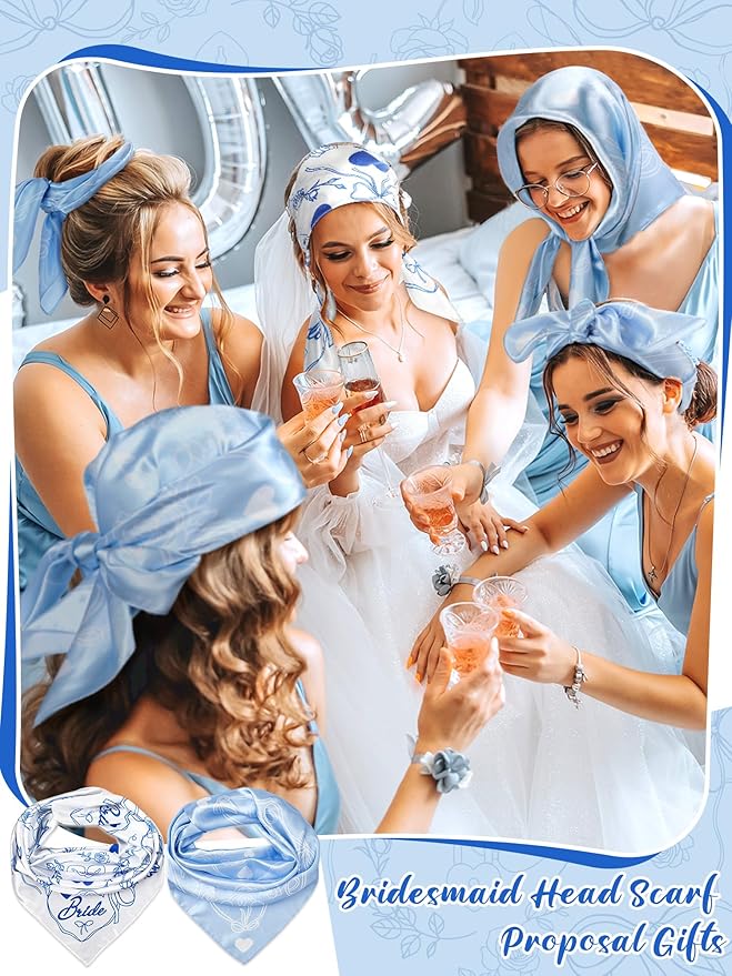 8 Pack Bride Bandanas Light Blue Head Scarf Last Rodeo Bachelorette Party Supplies Pink Bandanas Maid of Honor Gift