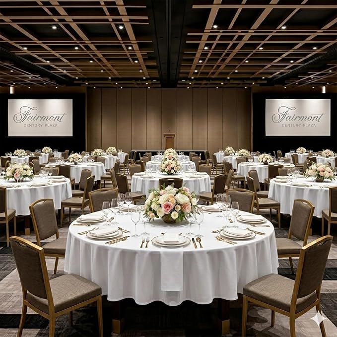 8 Pack Round Tablecloth 90 Inch White Table Cloth for Round Tables, Washable Polyester Tablecloth Stain and Wrinkle Resistant Decorative Table Cloth for Wedding Party Dining Banquet