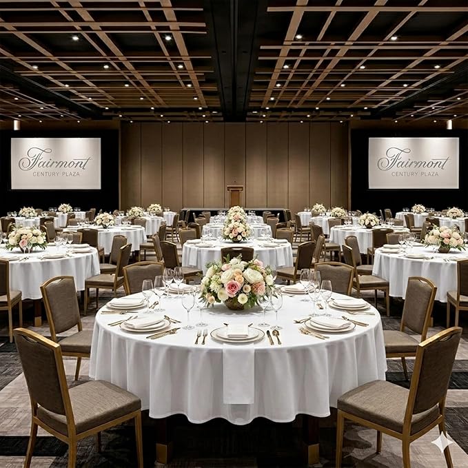 12 Pack Round Tablecloth 90 Inch Cloth White Tablecloth for Round Tables, Washable Polyester Table Cloth Stain and Wrinkle Resistant Decorative Table Cover for Wedding Party Dining Banquet