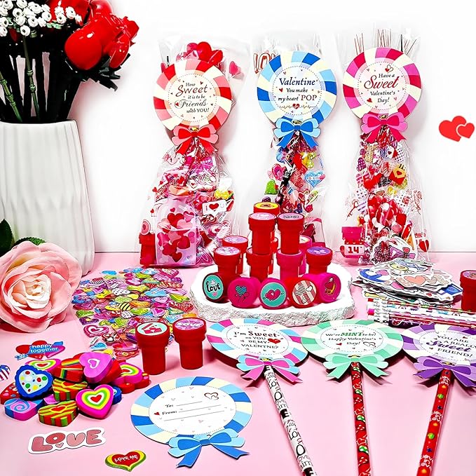 268 PCS Valentines Day Gifts for Kids Classroom Valentines Day Goodie Bag Stuffers Valentines Party Favors Bulk valentines gifts for Kids Valentines Day Gifts for School