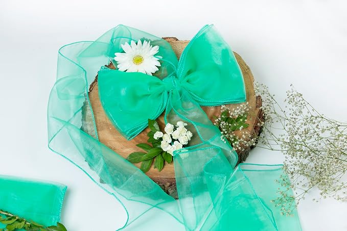 MDS® Pack of 250 Organza Chair Sashes for Wedding Decoration, Reusable Sheer Chair Bows for Banquet Chair Cover, Reception, Bridal Shower, Baby Shower, Birthday Party & Special Events - Mint