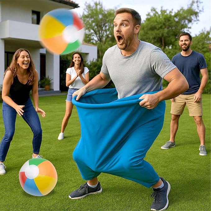 Granny Pants Yard Game Set - Outdoor Lawn Party Game with Oversized Giant Pants, Bouncy Balls & Pump, Backyard Parties, Field Day Fun for Family Backyard Games, Garden, Picnic, Birthday Party