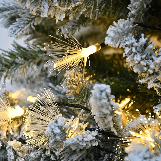 YOLIGHT 33FT 80 LED Fiber Optic Fairy String Lights Christmas Tree Light Battery Powered for Wedding, Christmas Tree, Garden, Patio, Party Decoration (Warm White)