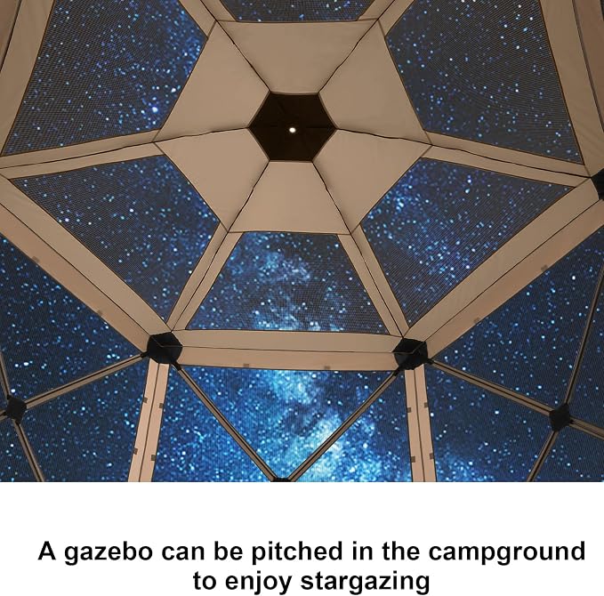 COBIZI 12x12 FT Pop Up Canopy Extendable Tent, Gazebos On Clearance with Removable Roof, Screened in Gazebo with sidewalls, Screen Tents Portable carpas para Patio for Outdoor Camping,Backyard,Khaki