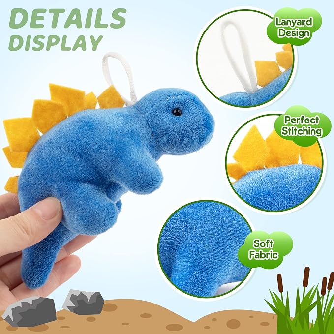 Mocoosy Small Dinosaur Plush Stuffed Animal Set, 12 Pack Mini Soft Dino Figures Bulk for Kids Dinosaur Party Favors, Plushies Kit Goodie Bag Fillers, Toddler Boys Girls Carnival Prizes