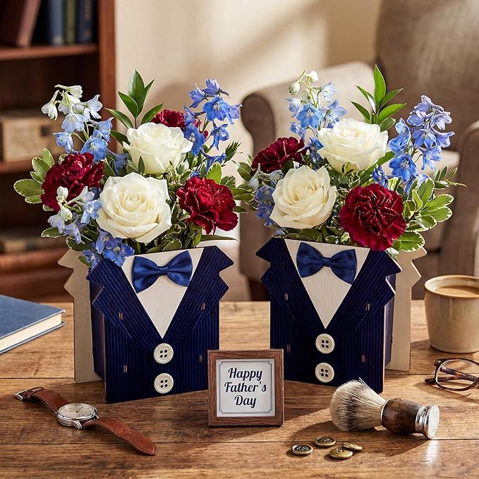 Cinnvoice 6 Pcs Wooden Centerpieces for Tables Baby Shower Decorations Tabletop Boxes Party Favor for Birthday Baby Shower Wedding Garden Tea Party(Suit)
