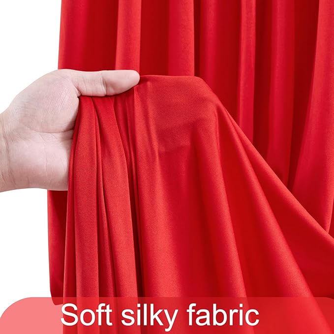 10ft x 10ft Red Backdrop Curtain for Parties Red Wrinkle Free Backdrop Drapes Panels for Wedding Baby Shower Birthday Photo Photography Christmas Polyester Fabric Background Decoration