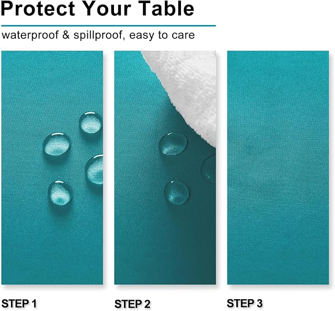 Hiasan 2 Pieces Turquoise Square Tablecloth - Water Resistant and Spillproof Dining Room Washable Fabric Table Cloth for Dining Room, Polyester, 54 x 54 Inch