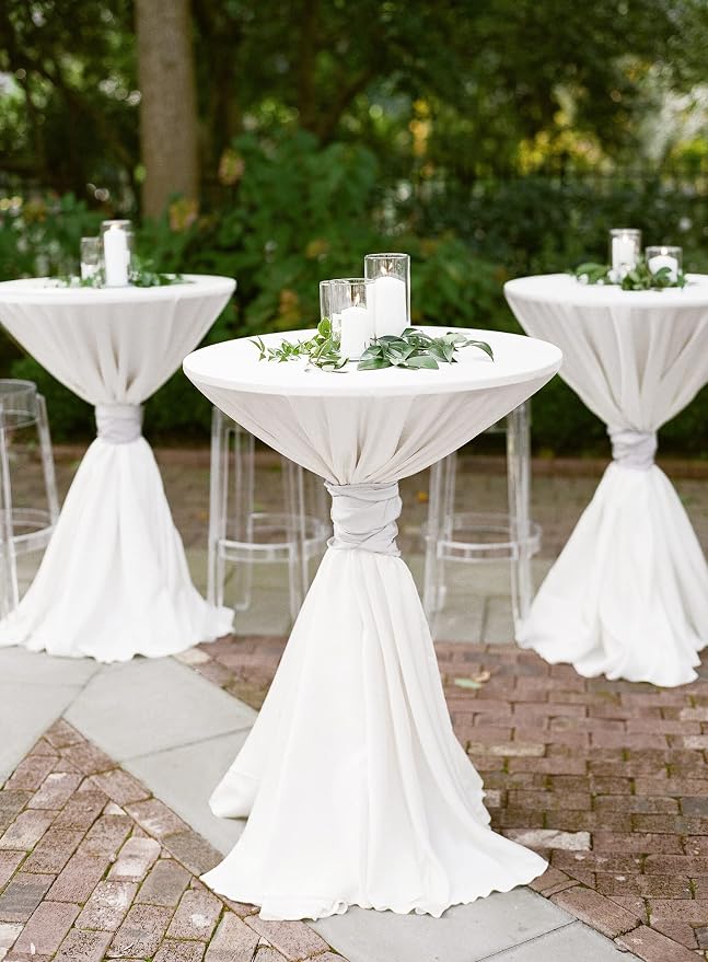 Fani 8 Pack 120 Inch Round White Polyester Tablecloth, Perfect for 8ft Round Table, Wrinkle & Stain Resistant