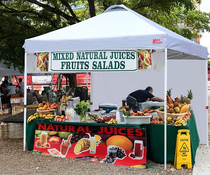 MASTERCANOPY 6.6x6.6 Pop Up Canopy Tent with 1 Sidewall, 1 Person Setup Instant Shelter, Outdoor Portable Beach Canopy, 1 Roller Bag, 4 Sandbags, 4 Ropes, 8 Stakes (6.6x6.6, Khaki)