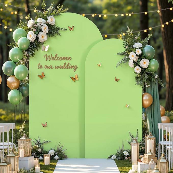 Sage Green Arch Cover 2 Set-7.2 and 6ft Arch Backdrop Cover Spandex Fitted Wedding Arch Stand Covers for Birthday Party Baby Shower Bridal Shower Wedding Reception Banquet Photo Background Decorations