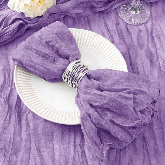 DeZerlor 20 Pack Lavender Purple Cheesecloth Napkins Spring Cloth Napkins Set of 20 Dinner Napkins Bulk 21x21 Inches for Wedding Bridal Shower Baby Shower Parties