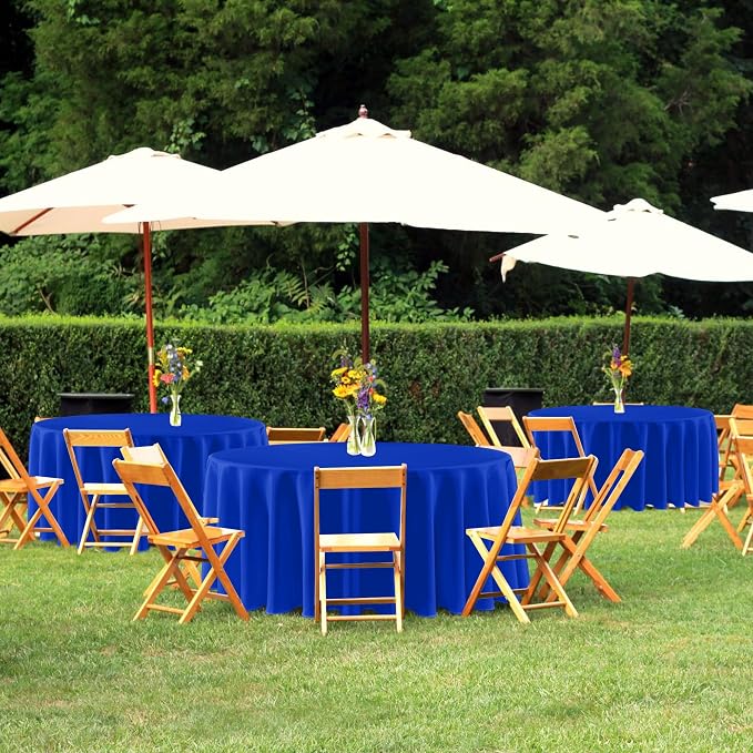 sancua Royal Blue Round Tablecloths 120 Inch, 6 Pack - Circle Fabric Cloth Table Cloths for Independence Day Wedding Party Banquet Birthday, Washable Polyester Table Cover (Fit 30-72 Inch Tables)