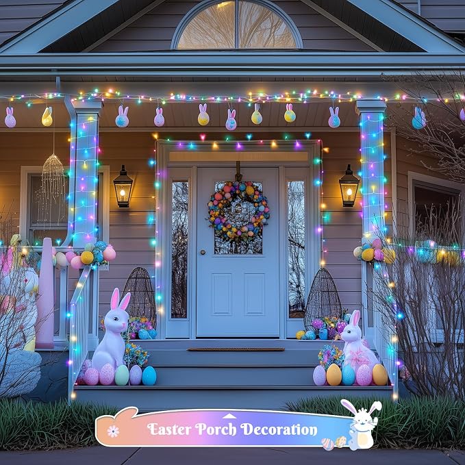 JMEXSUSS 400 LED Easter Lights Indoor Outdoor, 132FT Easter String Lights Plug in, 8 Modes Colorful Christmas Light for Bedroom Party Decorations