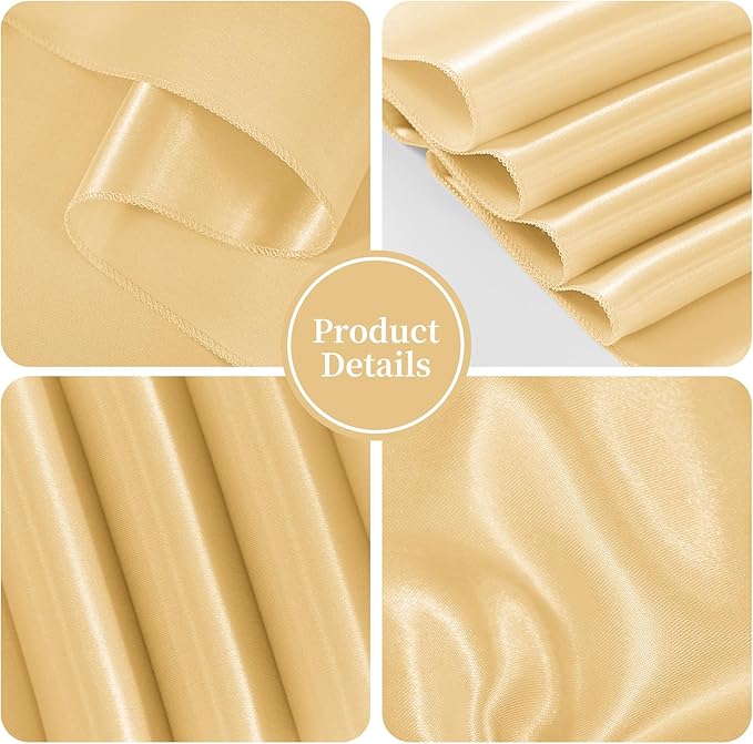 60 PCS Champagne Satin Chair Sashes, Ties Bows Designed Sashes for Washable Reusable Chair Covers Supplies for Wedding Reception Events Banquets Party Hotel Event Aisle Decorations (7 x 108 inch)