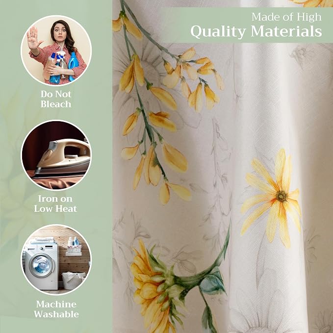 Maison d' Hermine Table Cloth Round Table 100% Cotton 69 Round Inches Tablecloth Reusable Decorative for Dining Kitchen Room Farmhouse Party Home Hotel Restaurant Spring Summer - Candice