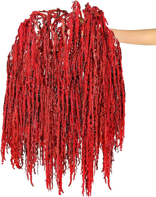 Suncalla Bright Red Spring Natural Dried Amaranthus Hanging Flowers Amaranthus Artificial Flowers for Wedding Arch Bouquet Floral Garland Wall Home Decoration (23 Inch,12 Pcs)