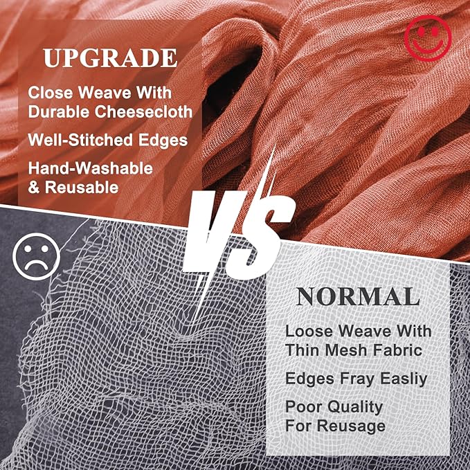 Wokceer Cheesecloth Table Runner 12Pack 10FT Terracotta Fall Cheese Cloth Table Runner Boho Gauze for Party Thanksgiving Long Rustic Sheer Runners for Baby Bridal Shower Wedding Easter