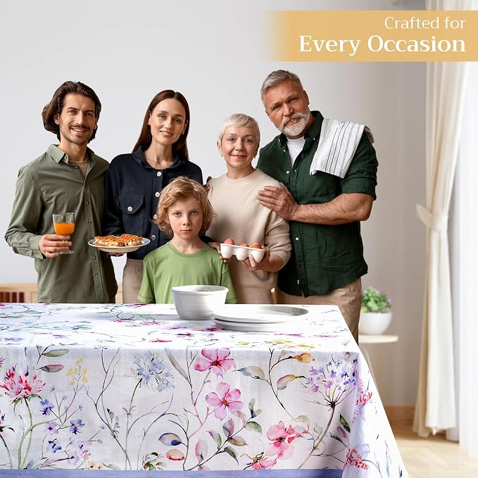 Maison d' Hermine Table Cloth Rectangle Table 100% Cotton 70 x 108 Inches Tablecloth Reusable Decorative for Dining Kitchen Room Farmhouse Party Home Hotel Restaurant Spring Summer - Summer Floral