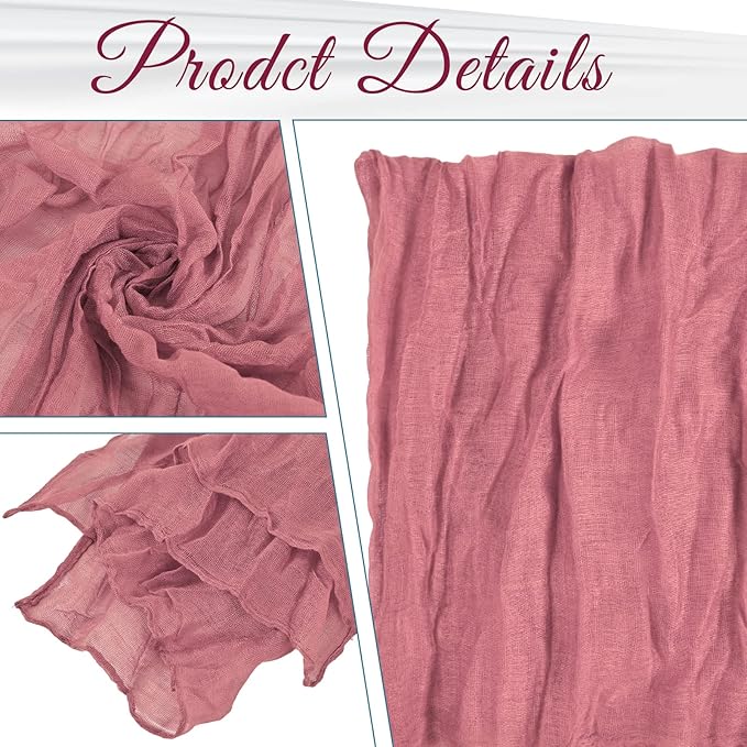 60 Pack Gauze Cheesecloth Napkins 20 x 20 Inch Wrinkled Dinner Napkins Rustic Boho Table Napkins Decorative Cloth Napkins for Weddings Parties Event Family Dinner Table Decoration (Dusty Rose)