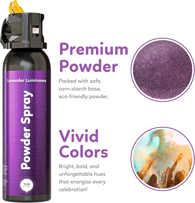 Purple Smoke Bomb Powder Cannon Gender Reveal Fire Extinguisher Biodegradable| Launches 25ft | 10 Second Spray | Holi Color Decorations for Photoshoots, Festivals, Celebrations | TUR Party Supplies