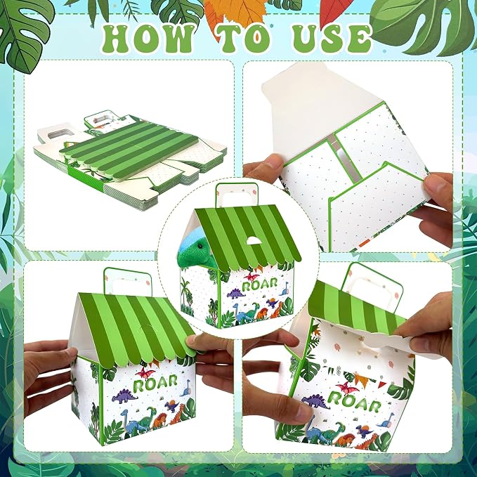 63 Pcs Adopt a Dinosaur Party Favors Include 20 Mini Dinosaur Stuffed Animals 20 Foldable House Gift Boxes 20 Adoption Card 1 Adoption Sign 2 Fence for Adopt A Pet Party Dino Birthday Supplies