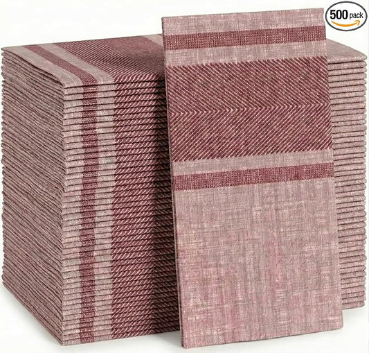 Made in Italy Linen-Feel Disposable Guest Towels - Premium Airlaid Cloth-Like Bathroom Napkins, Soft & Absorbent Luxury Hand Towels, Elegant Dinner Napkins for Parties, Events, Bulk 500 Count