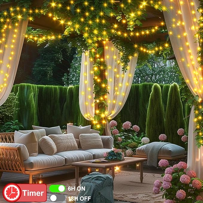ZAIYW Battery Fairy Lights 4 Pack 16.5Ft 50 LED Fairy Lights with Remote Timer 8 Modes, Dark Green Copper Wire Waterproof Fairy String Lights for Bedroom Christmas Tree Garland Decor (Warm White)